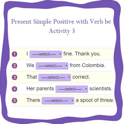 present simple positive with verb be 3 1st grade grammar worksheets