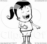 Laughing Pointing Girl Cartoon Clipart Coloring Outlined Vector Thoman Cory Regarding Notes Clipartof sketch template
