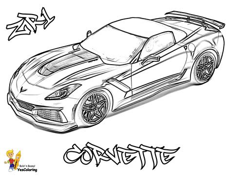 sports car coloring pages  zr corvette car coloring pages