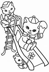 Summer Coloring Pages Cats Playground Drawing Print sketch template
