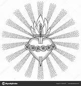 Immacolato Immaculate Blessed Rays Heilige Hjärta Oskuld Svartvit Vettoriali Depositphotos sketch template