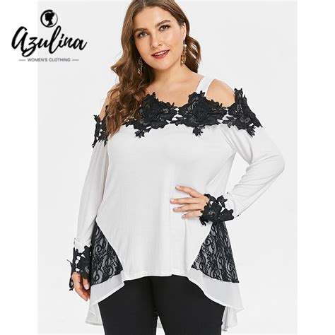 Rosegal Plus Size Lace Appliques Ladies Tops Women T Shirt Fall Casual