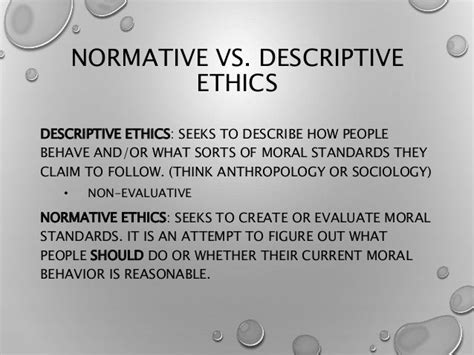 descriptive ethics delineation  prescriptive  descriptive