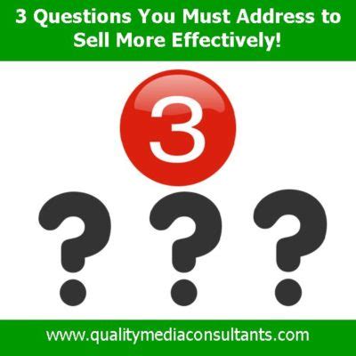 questions   address  sell effectively quality media consultant group llc
