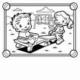 Park Coloring Playground Kids Pages Playing Children Outside Colouring Seesaw Clipart Equipment Scene Color Printable Bench Getcolorings Az Template Print sketch template