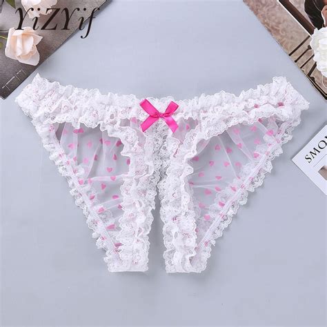 yizyif sissy panties sexy lace mens thongs underwear open crotch gay