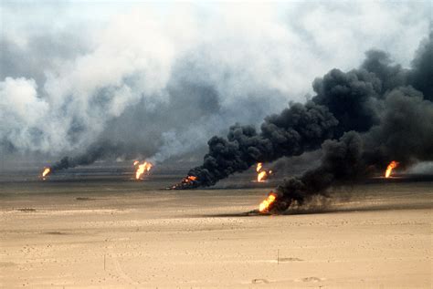 oil  fires rage  kuwait city     gulf war image