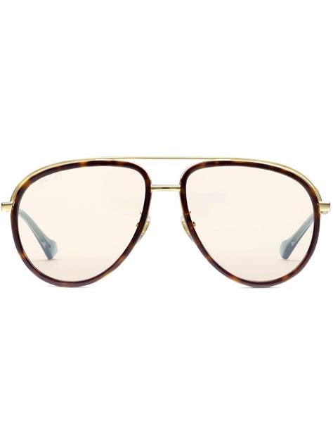 gucci eyewear pilot frame tortoiseshell sunglasses farfetch