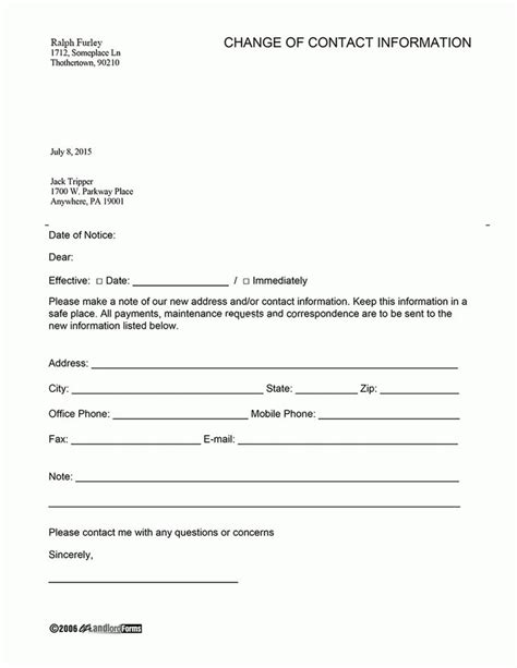 template change  ownership letter