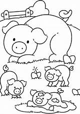 Coloring Pages Pig Easy Print Farm Tulamama Animal sketch template