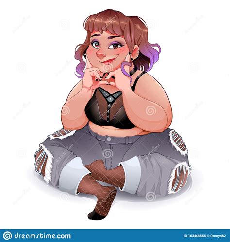 portrait of a curvy smiling and happy girl stock vector illustration