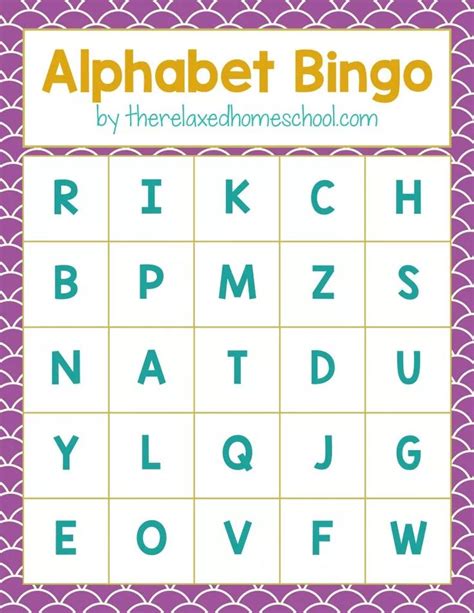 printable alphabet letters bingo  relaxed homeschool