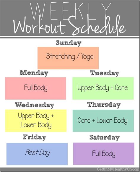 weekly workout schedule weekly workout schedule weekly