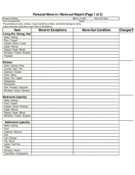 printable move  cleaning checklist template    cleaning