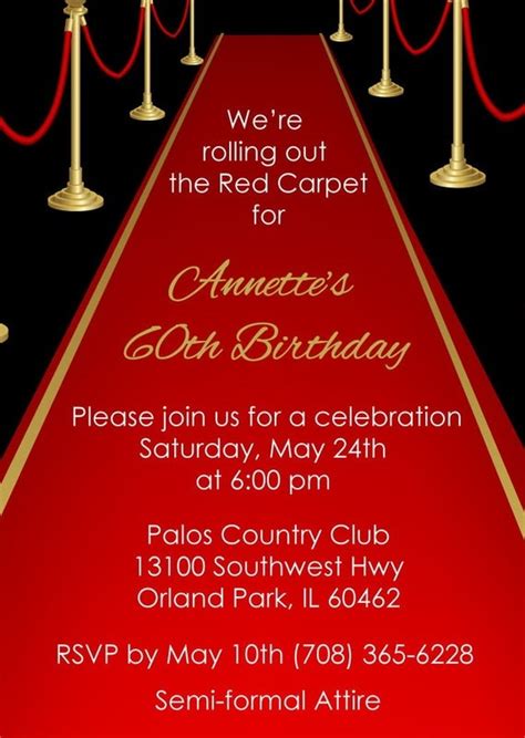 red carpet invitation adult red carpet birthday invite party