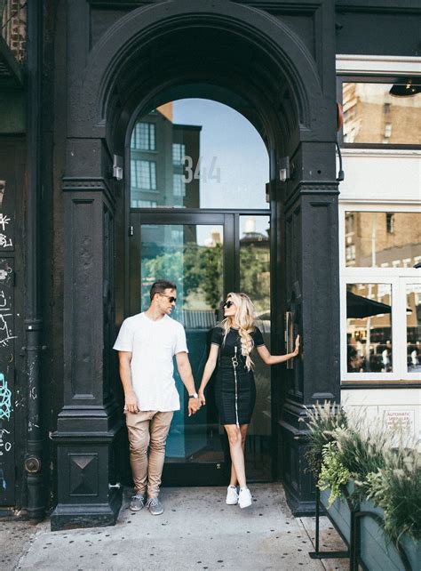Barefoot Blonde Amber And David In Doorway In Black Dress