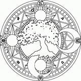 Coloring Moon Sun Pages Library Clipart Mandala Star sketch template