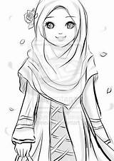 Hijab Muslimah Painting sketch template