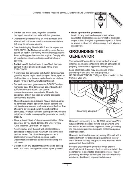 grounding  generator generac exl user manual page