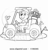 Golf Cart Clipart Cartoon Driving Outlined Happy Man Visekart Royalty Vector 2021 sketch template