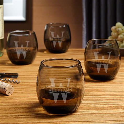 Oakmont Personalized Stemless Wine Glass Set Smoke