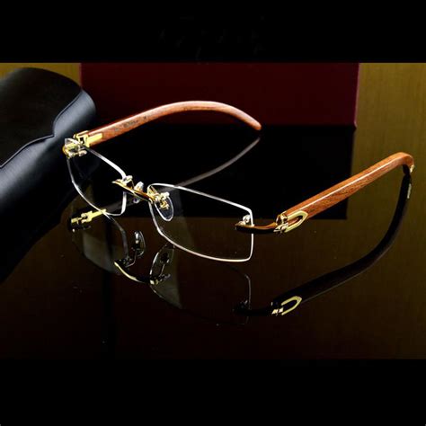 brand quality reading glasses men rimless glasses frame wood flex