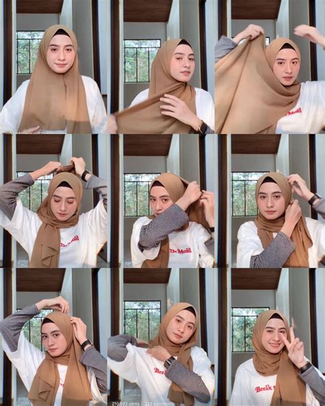 tutorial hijab pashmina  segi empat buat idul adha