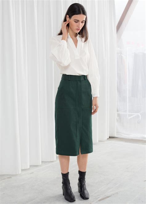 and other stories stretch cotton pencil skirt