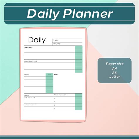 daily planner printable adhd daily schedule daily tasks log etsy