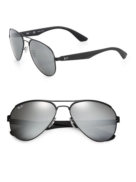 ray ban 59mm highstreet aviator sunglasses in metallic for men lyst