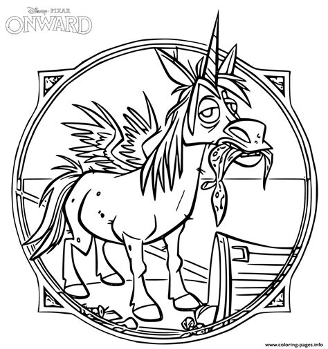onward winged unicorn coloring page printable