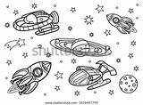Spaceships Rockets sketch template