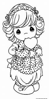 Precious Moments Coloring Pages Girls Printable Girl Print Heart Para Smile Kids Color Sheets Birthday Colorir Desenhos Valentines Adult Printables sketch template