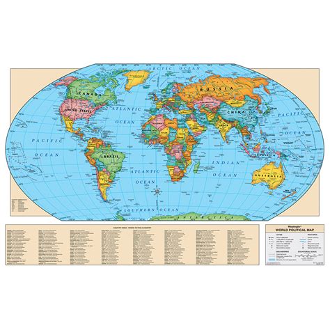 ft world map laminated replogle globes