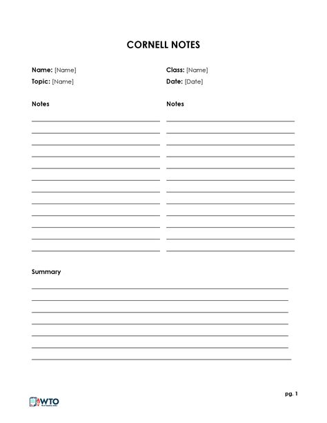excel note  template