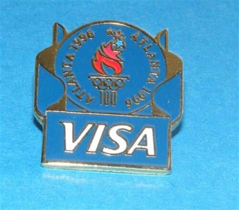 Atlanta 1996 Olympic Collectible Sponsor Pin Visa With Olympic Logo