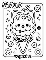 Coloring Ice Cream Pages Kawaii Printable Cat Colouring Kids Kitty Cute Icecream Sheets Pusheen Print Para Cupcake Colorear Marker Sugarhai sketch template