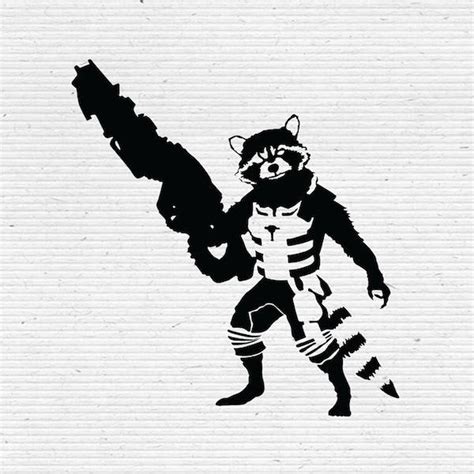 Rocket Raccoon Guardians Of The Galaxy Silhouette Svg Cutting Etsy