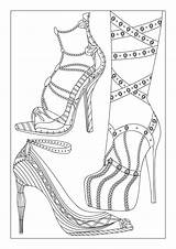 Coloring Shoe Shoes Pages Pattern Feet Hand Adults sketch template