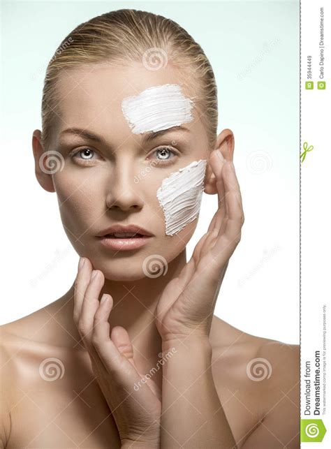 beauty girl taking care of her skin stock image image of cream facial 35944449