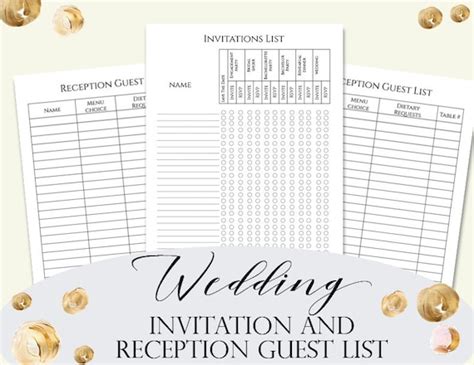wedding guest invitation list wedding invitations checklist etsy