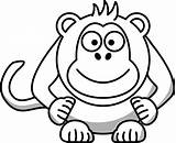 Monkey Clip Cartoon Pages Cute Cliparting sketch template