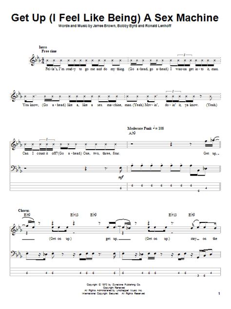 get up i feel like being a sex machine bass guitar tab by james brown