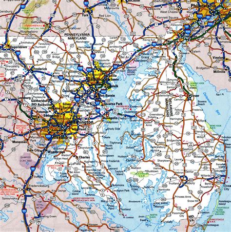 maryland roads map  cities  towns highway freeway state
