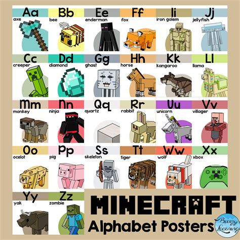 minecraft alphabet cards printable cards