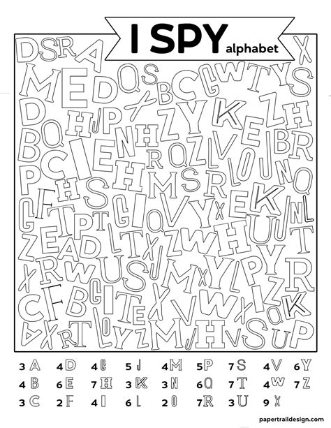 printable alphabet  spy game paper trail design