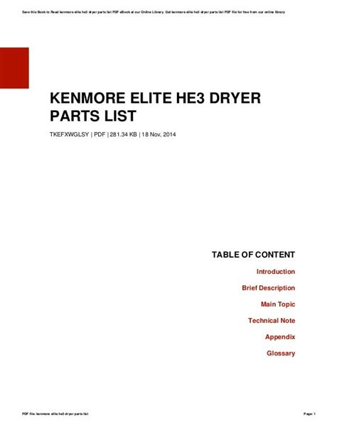 kenmore elite  dryer parts list