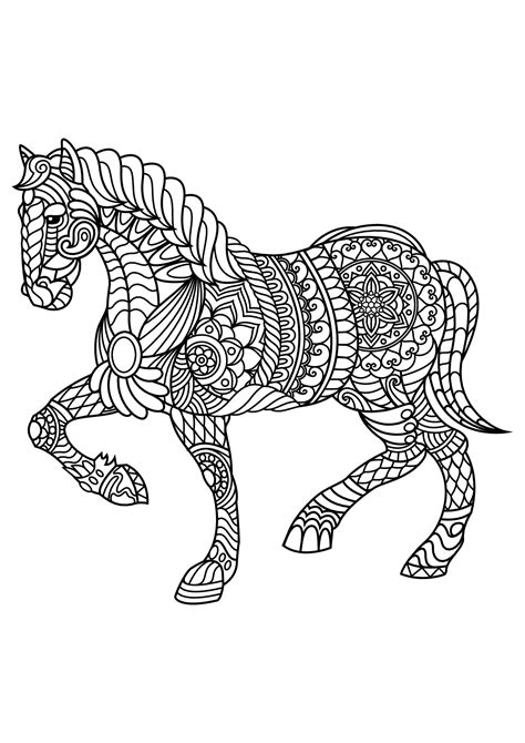 coloring pages  horses  adults