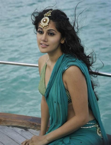 glamour world golden actresses of the world tapsee pannu in green saree latest pics image gallery
