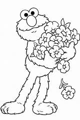 Elmo Sesame Flowers Educative Educativeprintable sketch template